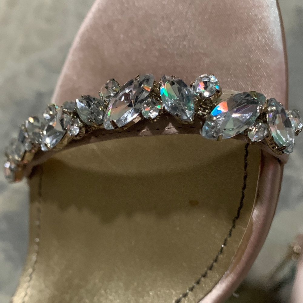 Badgley Mischka Crystal Embellished satin Heels - Picture 10 of 10
